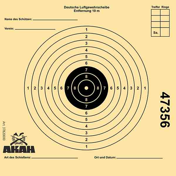 AKAH Luftgewehr-Scheibe 12x12cm mit 10 Ringen AKAH Luftgewehr-Scheibe 12x12cm mit 10 Ringen