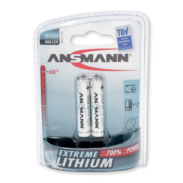 2x ANSMANN Extreme Lithium Batterie 1,5 V Micro AAA 2x ANSMANN Extreme Lithium Batterie 1,5 V Micro AAA